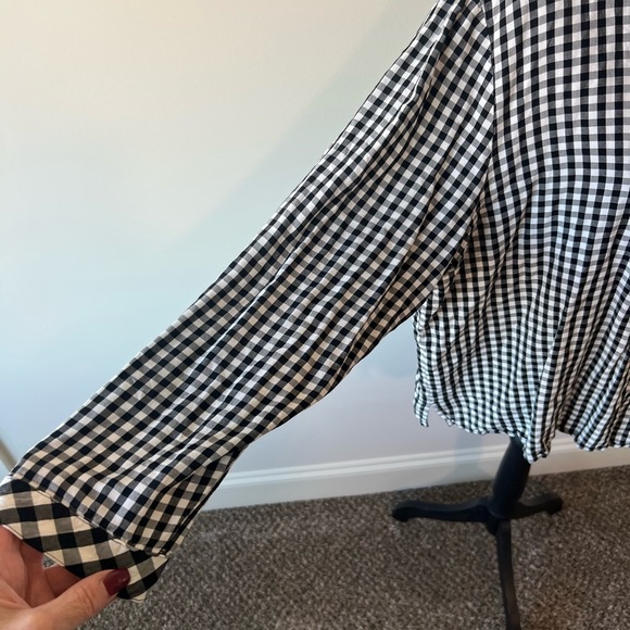 J. Jill Black and White Gingham Popover Collared Shirt Size XL - Picture 5 of 7